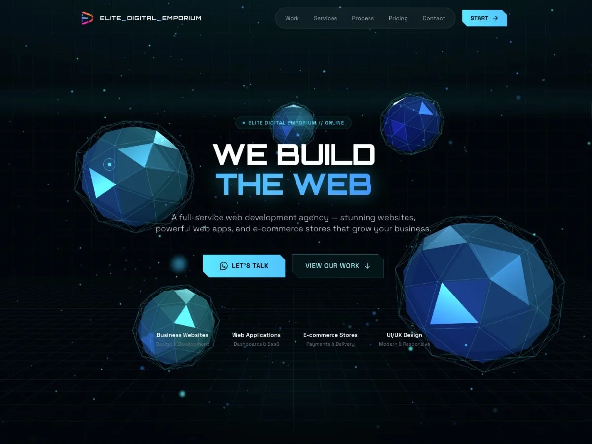 Elite Digital Emporium homepage — we build the web